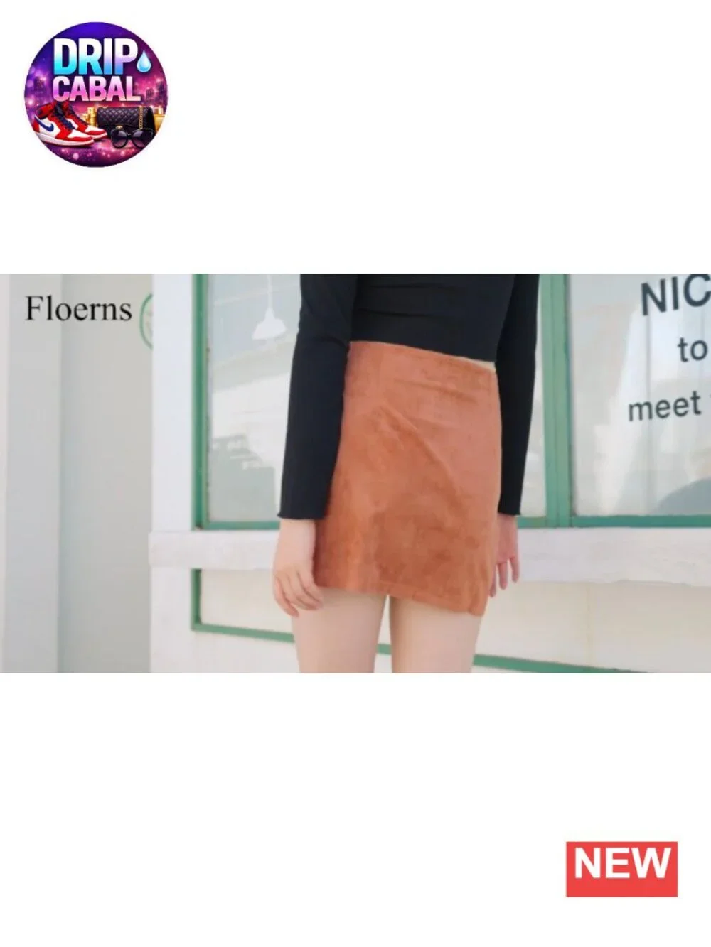 Faux Suede Bodycon Mini Skirt High Waist Double Zipper Front